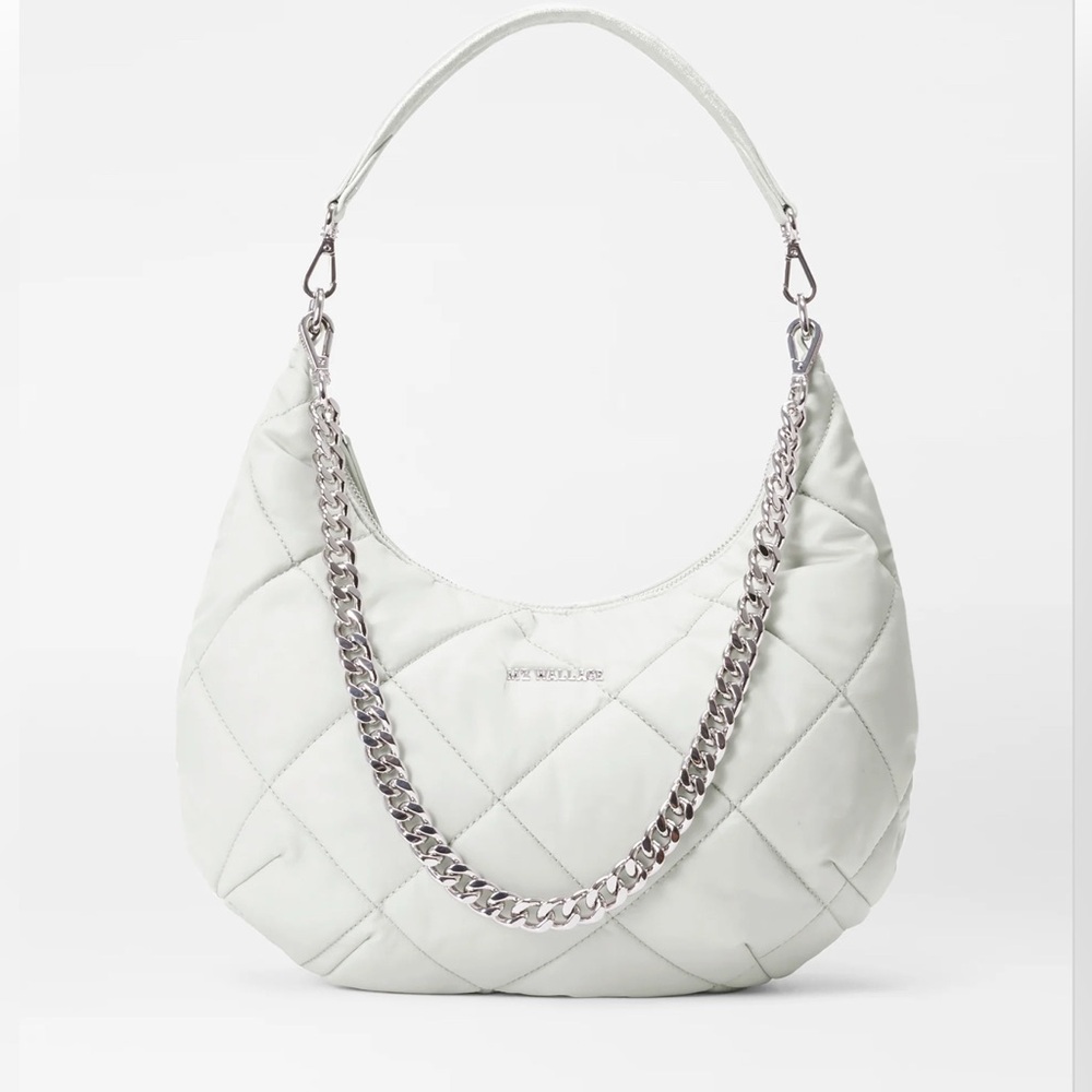MZ Wallace QUILTED MADISON SHOULDER BAG-Frost